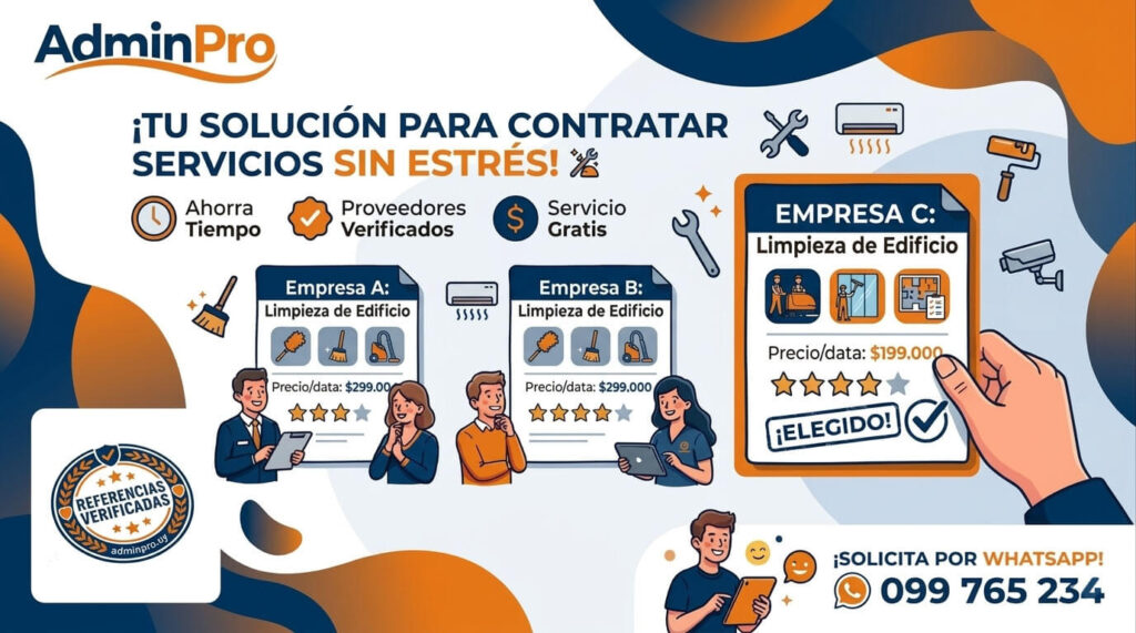 Ilustración de presentación de 3 presupuestos de empresas de limpieza a través de AdminPro